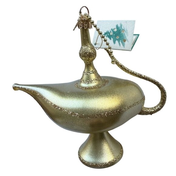 Soffiera De Carlini Blown Glass Genie Lamp Christmas Ornament 1990s Collectible - Picture 2 of 7